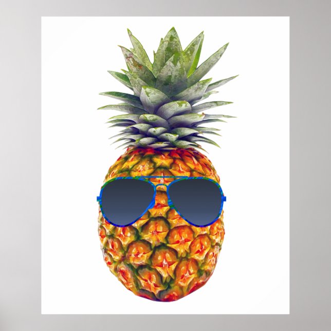 Poster Ananas géant portant lunettes de soleil, gourmands (Devant)