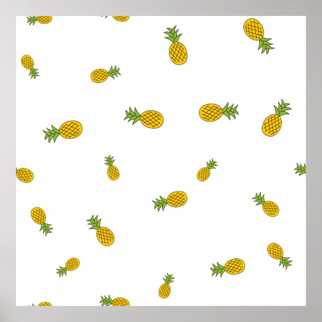 Poster Ananas mignon motif sans couture arrière - plan. V (Devant)