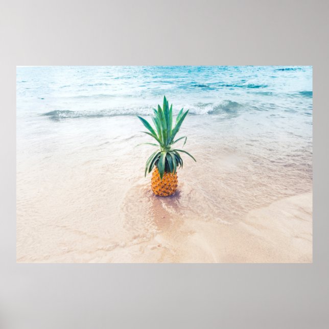Poster Ananas sur la plage le matin (Devant)