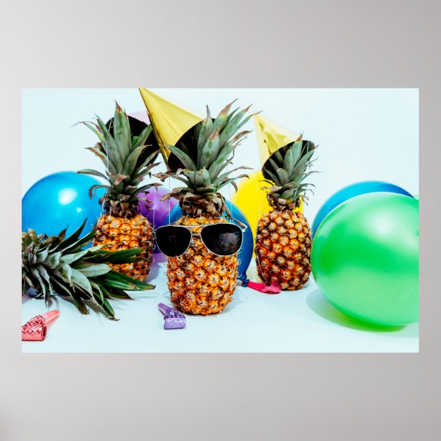 Poster Ananas temps de fête avec faveurs de fête, ZSSG (Devant)