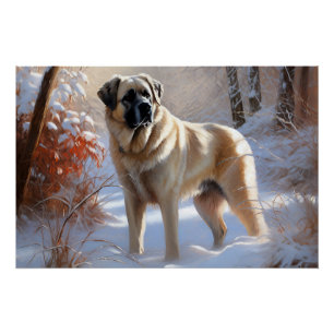 Poster Anatolian Shepherd Qu'il neige Noël 