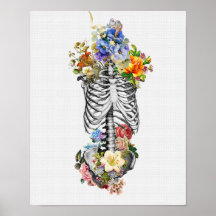 Anatomie Art Imprimer Squelette Fleurs | Mur Médic