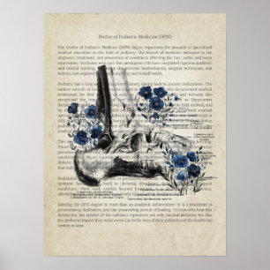 Poster Anatomie de la cheville avec Accent Floral Bleu