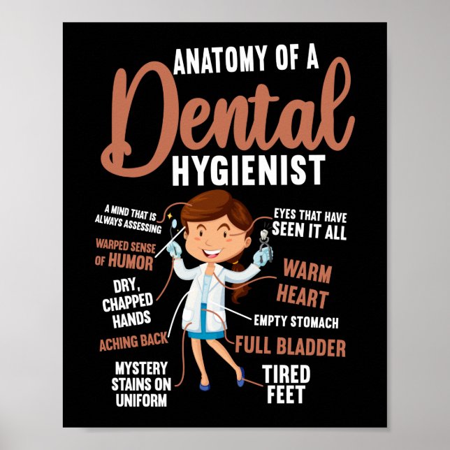 Poster Anatomie Dentaire Hygiéniste Dentaire D'Un Dentair (Devant)