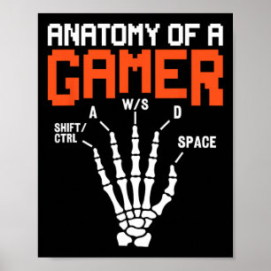 Poster Anatomie Drôle D'une Main De Squelette De Joueur D
