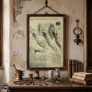 Poster Anatomie du bras et de l'épaule par Léonard de Vin