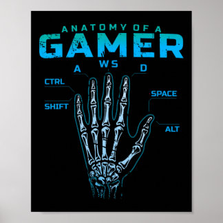 Poster Anatomie D'Un Joueur Chemise Skeleton Jeu Vidéo À