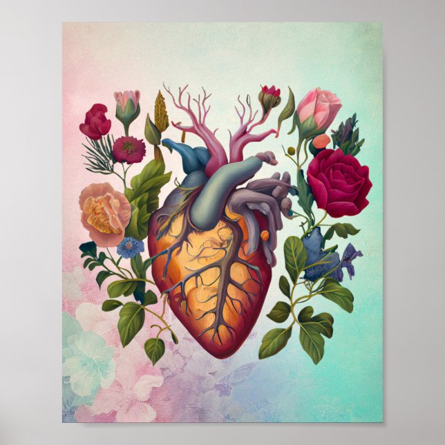 Poster anatomie médicale vintage médecin de la fleur card (Devant)
