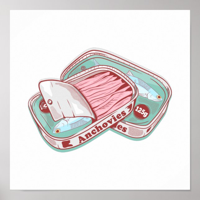 Poster Anchois dans une boîte de conserve (Devant)