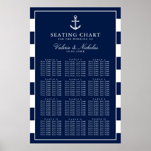 Poster Anchored   Nautical Wedding   Navy Seating Chart