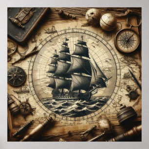 Poster Ancien bateau à voile pirate 4