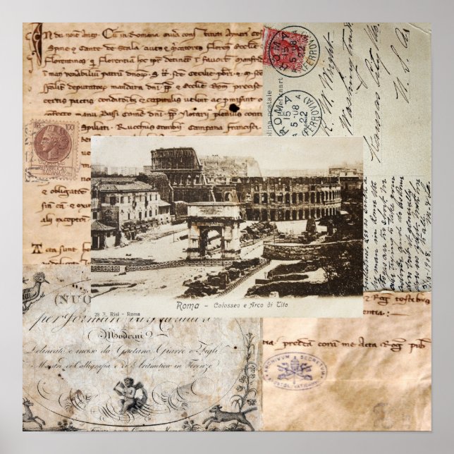 Poster Ancien Colisée de Rome Art italien (Devant)