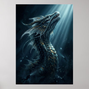 Poster Ancien Dragon de Mer Bioluminescent - Profondeur M