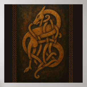 Poster Ancien Dragon Norse - Viking Knotwork Guardian
