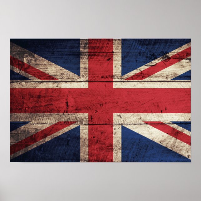 Poster Ancien drapeau britannique en bois (Devant)