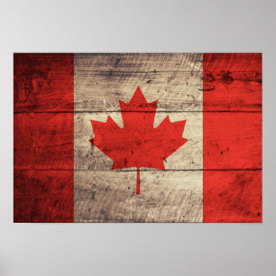 Poster Ancien drapeau canadien en bois
