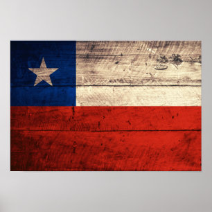 Poster Ancien drapeau chilien en bois