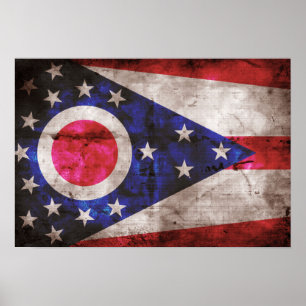 Poster Ancien drapeau de l'Ohio ;