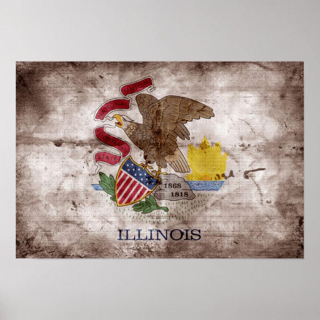 Poster Ancien drapeau Illinois ; (Devant)