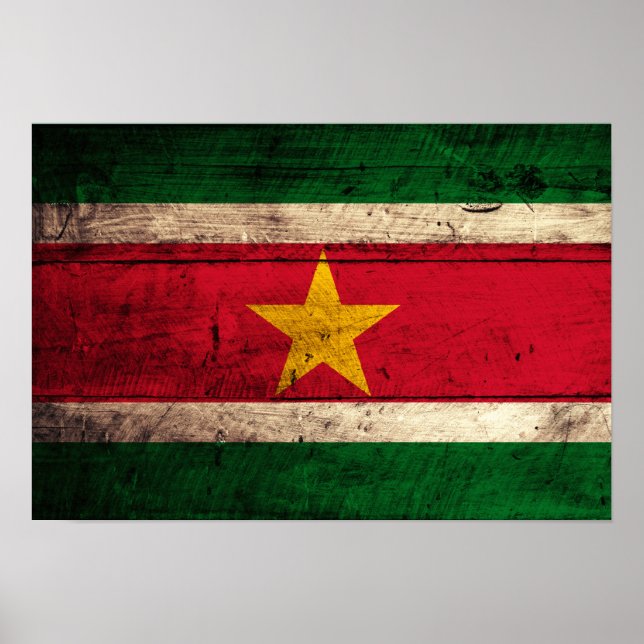 Poster Ancien drapeau surinamais en bois (Devant)