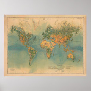 Poster Ancien Monde Carburant Maritime Station Routes d'e