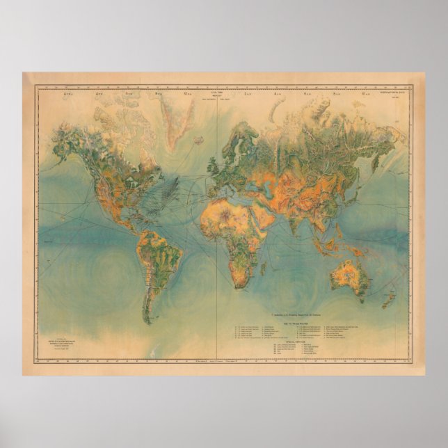 Poster Ancien Monde Carburant Maritime Station Routes d'e (Devant)