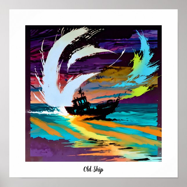 Poster Ancien navire Abstrait (Devant)