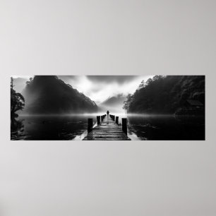 Poster Ancien quai sur le lac B&W photo - Ultra large