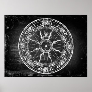 Poster Ancien Rose de boussole (B&W)