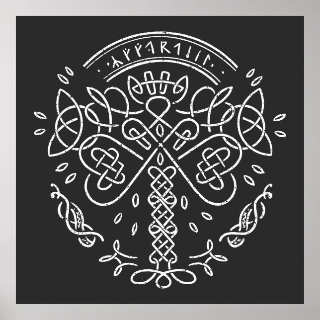 Poster Ancien Viking Celtic Knotwork - Arbre de vie (Devant)