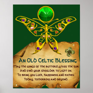 Poster Ancienne bénédiction irlandaise sur parchemin avec