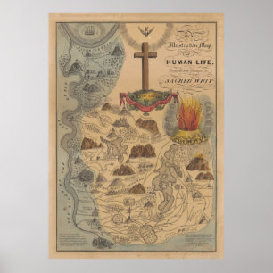 Poster Ancienne carte biblique de l'Église sacrée (1847)