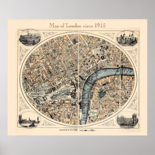 Poster Ancienne carte de Londres
