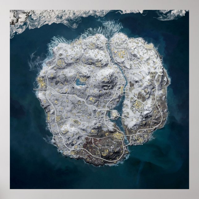 Poster ANCIENNE carte de neige Vikendi PUBG 8192x8192 (Devant)