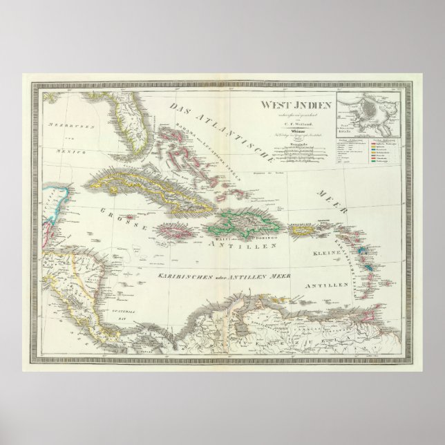 Poster Ancienne carte des Caraïbes (1855) (Devant)