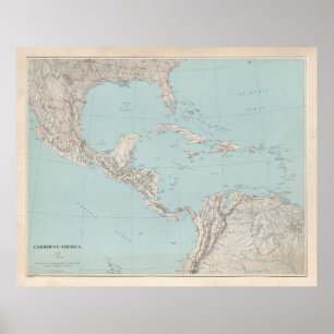 Poster Ancienne carte des Caraïbes (1961) Atlas des Antil