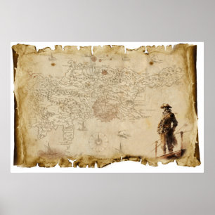 Poster Ancienne carte des pirates