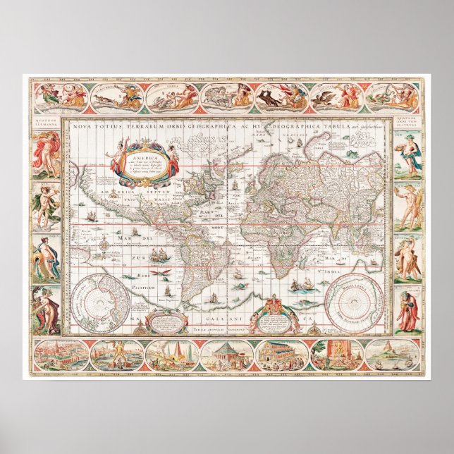 Poster Ancienne carte du monde (Devant)