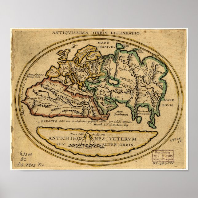 Poster Ancienne Carte du Monde - date inconnue (Devant)