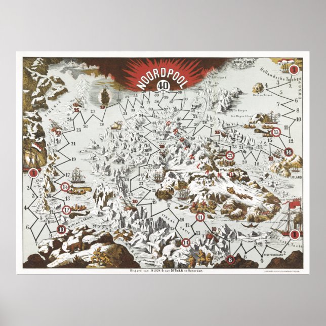 Poster Ancienne carte du pôle nord (Devant)