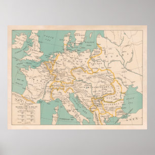 Poster Ancienne carte européenne (1913) Continent europ
