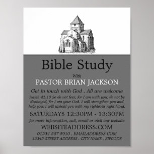 Poster Ancienne Église Sketted, Christian Bible Class Adv
