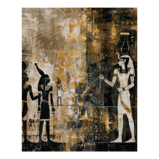 Poster Ancienne Égypte Pharaon Bénédiction De Dieu Soleil