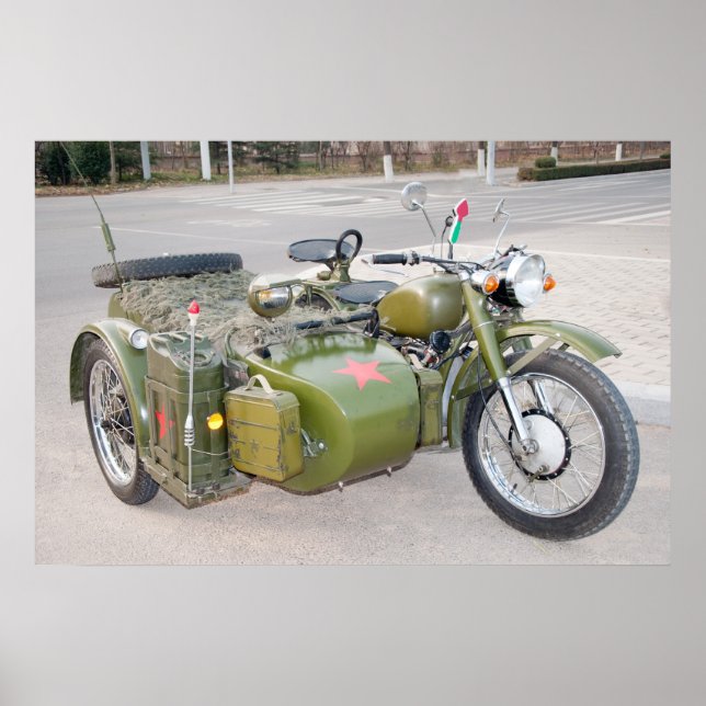 Poster Ancienne moto 750B-2 avec sidecar (Devant)