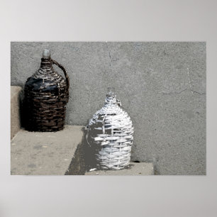 POSTER ANCIENNES BOUTEILLES EN OSIER