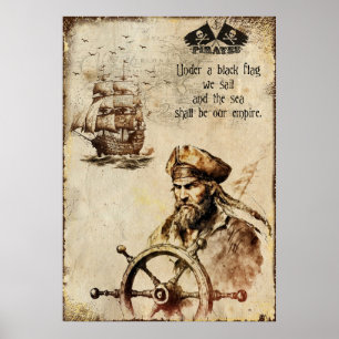 Poster Anciens pirates du navire des Caraïbes Capitaine D