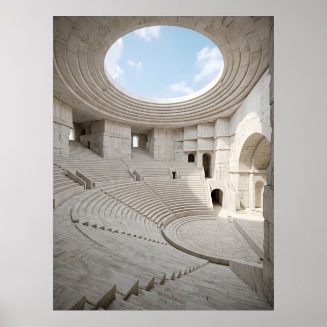 Poster Ancient Marble Amphitheater Sky (Devant)