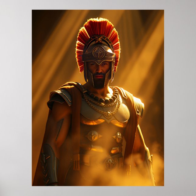 Poster Ancient Spartan Warrior in Golden Sunlight (Devant)