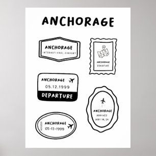 Poster Ancrage - Collection de timbres de voyage Vintag