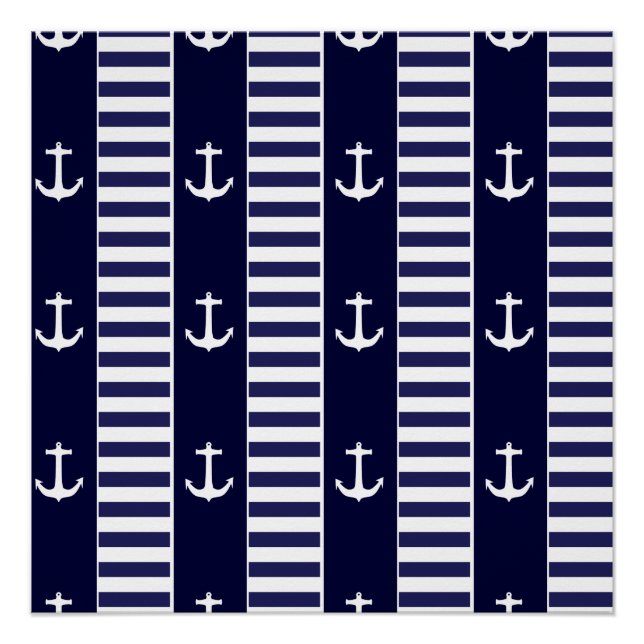 Poster Ancrage de voile et motif à rayures (Devant)